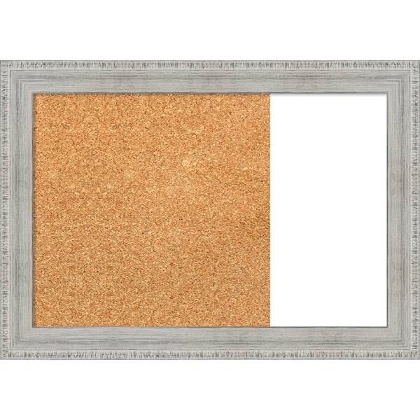 Shop Rustic White Wash Wood Framed Cork White Dry Erase Combo