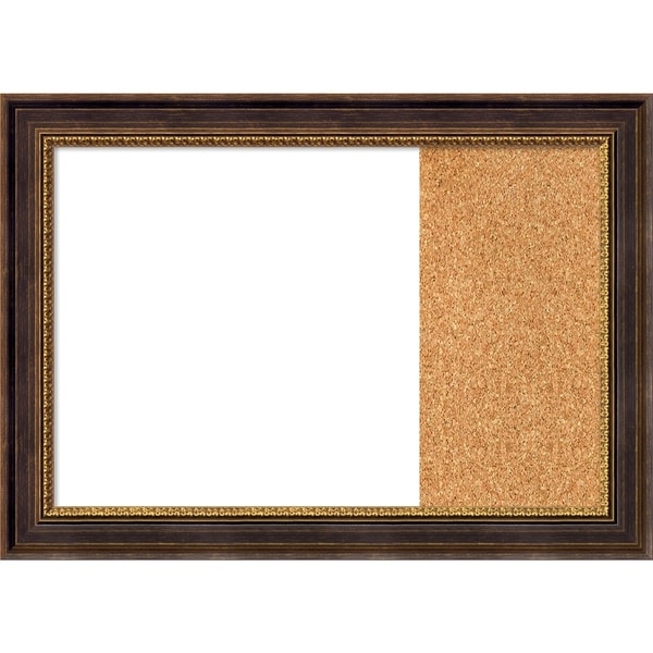 Veneto Distressed Black Wood Framed White Dry Erase/Cork Combo Board