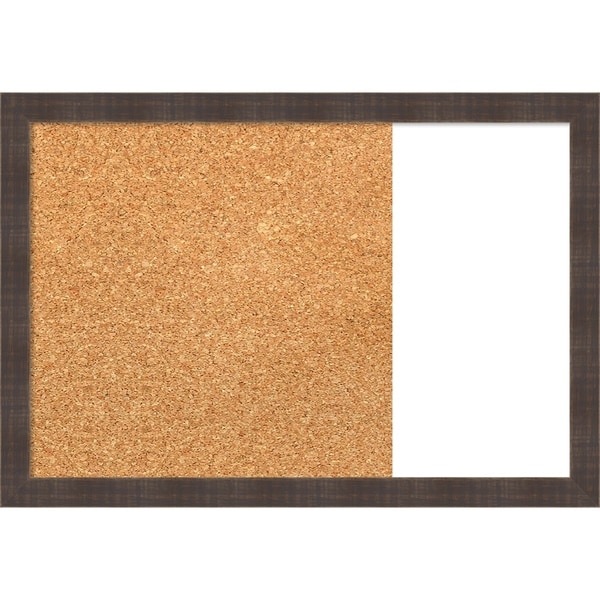Whiskey Brown Rustic Wood Framed Cork/White Dry Erase Combo Board