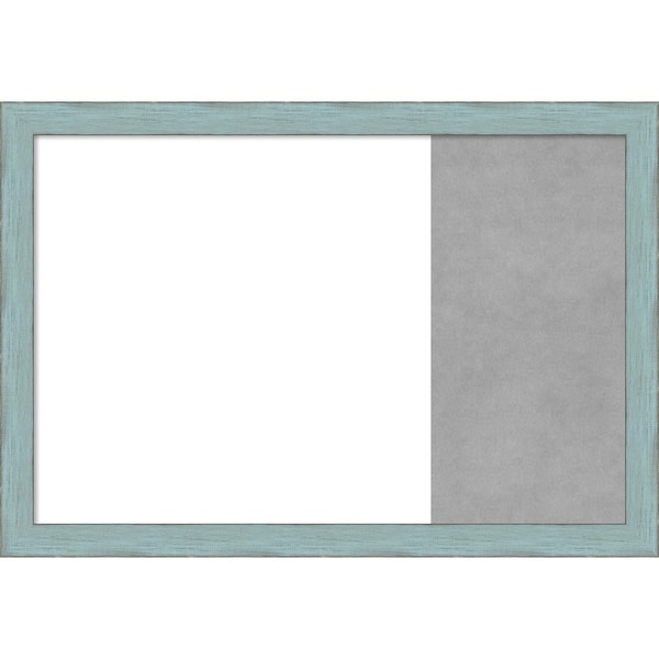 Sky Blue Rustic Wood Framed White Dry Erase/Magnetic Combo Board