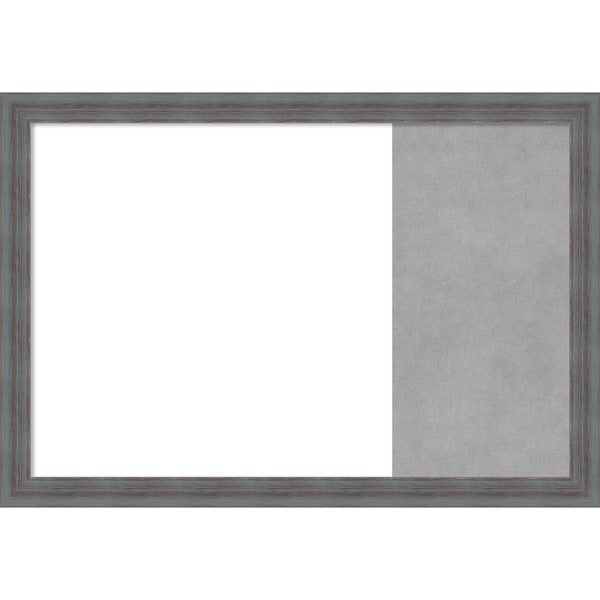 Dixie Blue Grey Rustic Framed White Dry Erase/Magnetic Combo Board