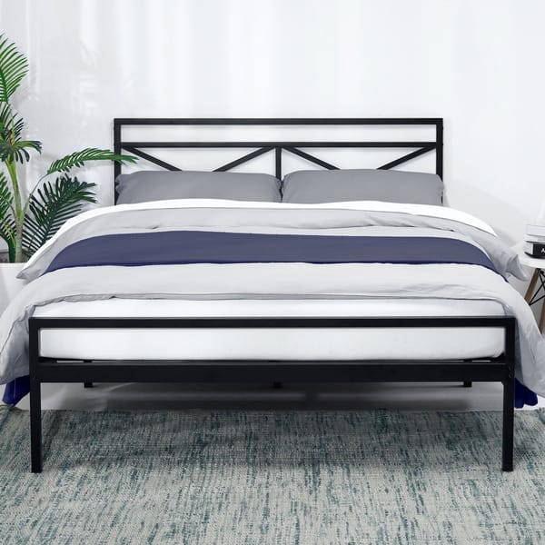 Platform Bed Frame Queen With Headboard And King Full Size Wood Heavy Duty Set