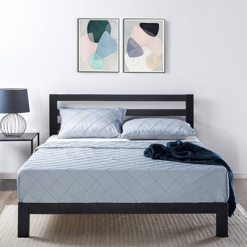 10 inch Metal Platform Bed with Wooden Slat Support By Crown Comfort