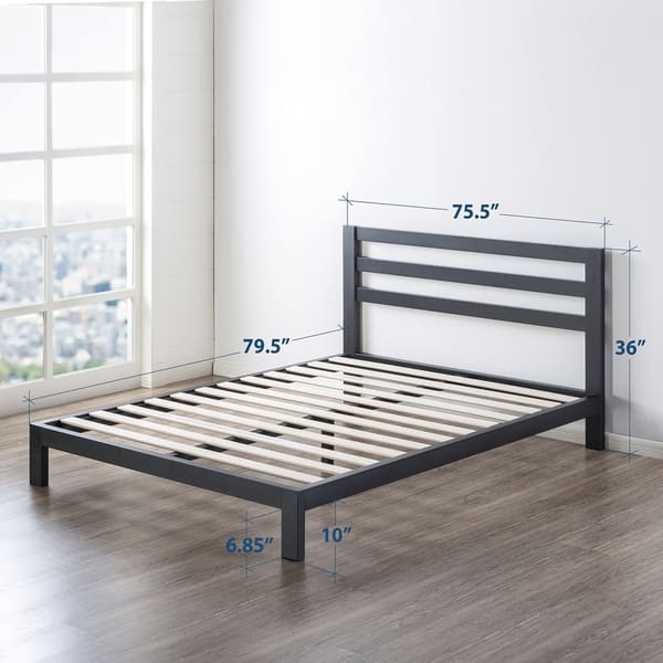 AMOBRO Low Bed Frame - Heavy Duty Metal King Bed Frame In Matte Black