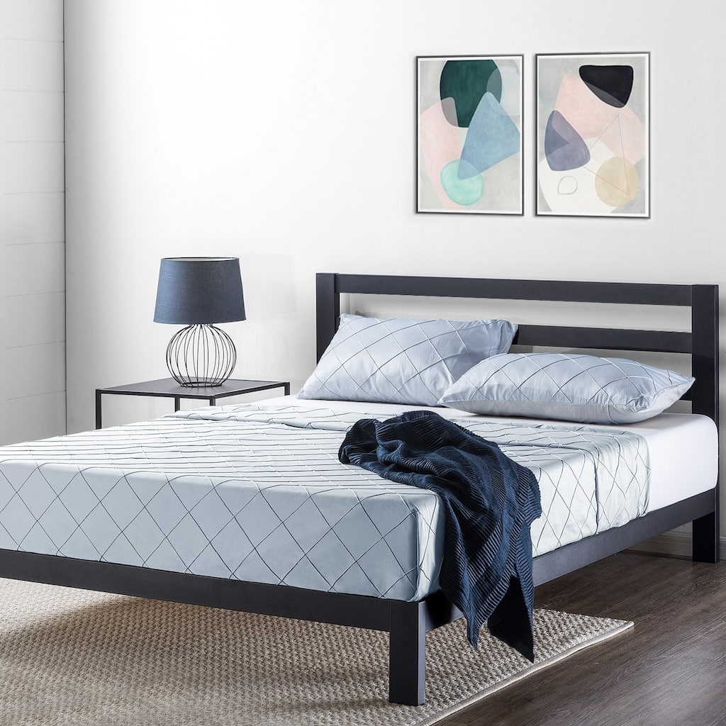 10 inch Metal Platform Bed with Wooden Slat Support By Crown Comfort