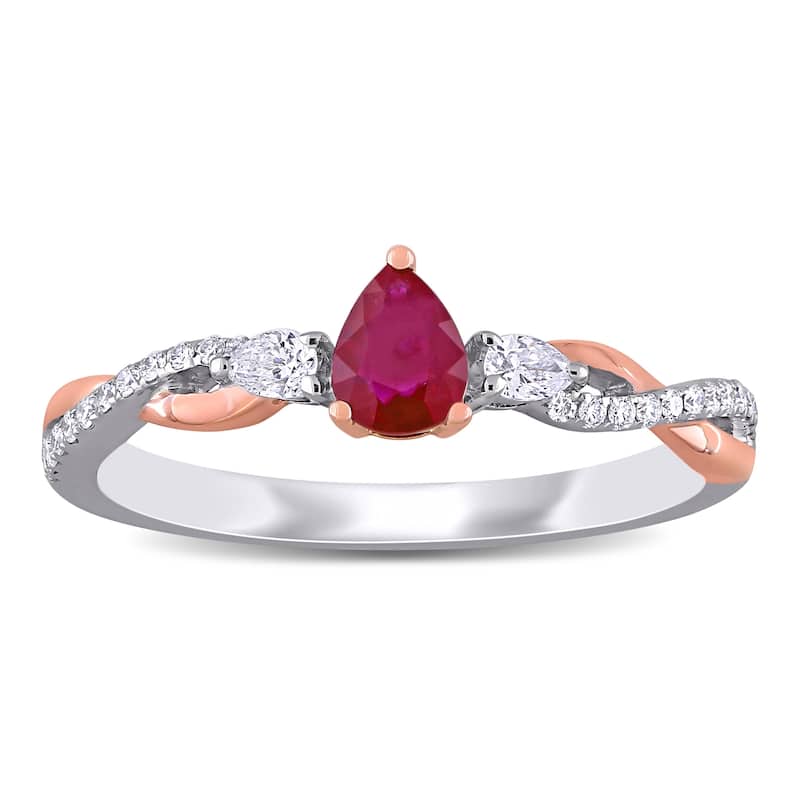Miadora 2-Tone 14k White and Rose Gold Ruby and Diamond Infinity Engagement Ring