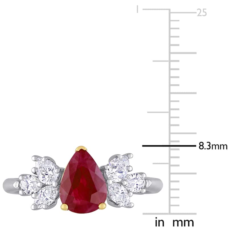 Miadora 14k White and Yellow Gold Ruby and 1/2ct TDW Diamond Floral-Inspired Engagement Ring