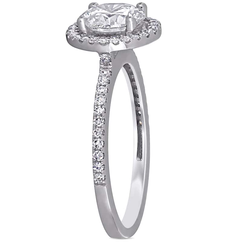 Miadora 14k White Gold 1 3/8ct TDW Diamond Halo Engagement Ring
