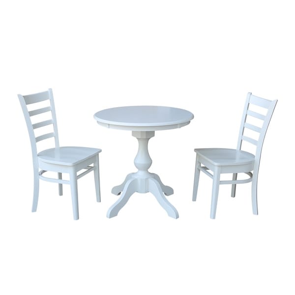 30" Round Top Pedestal Table - With 2 Emily Chairs