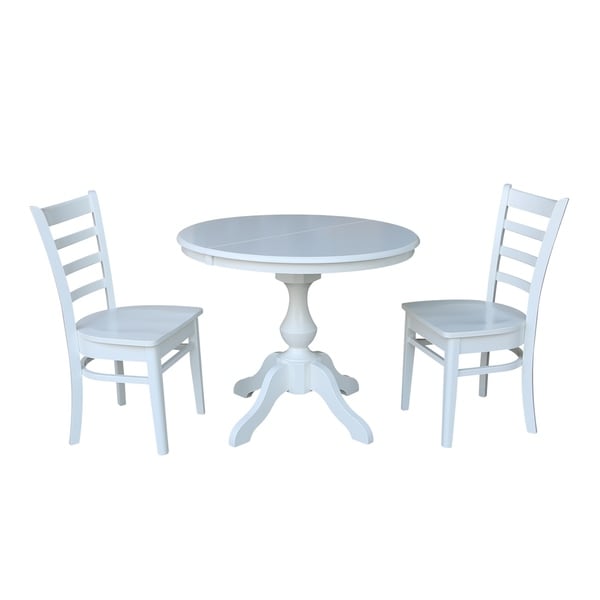 36" Round Extension Dining Table With 2 Emily Chairs