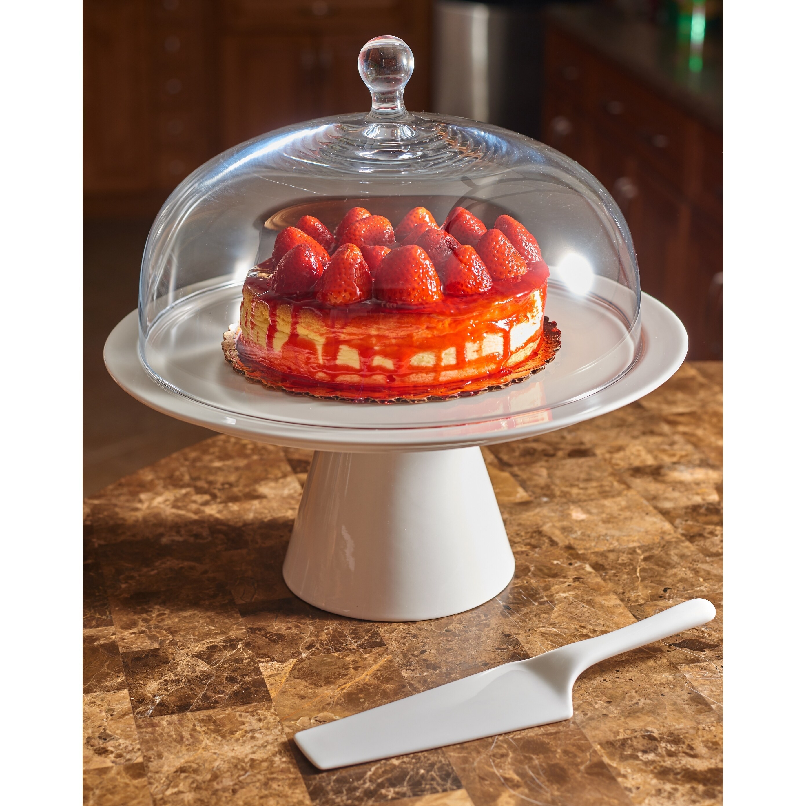 Oval acrylic cake plate with cover size 43 cm