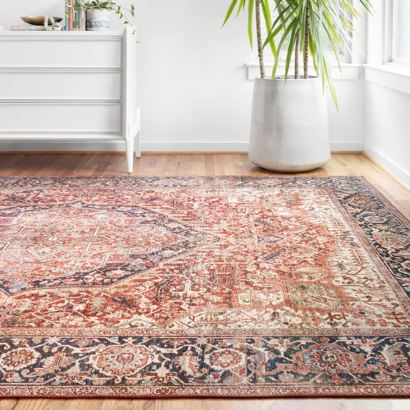 Alexander Home Isabelle Traditional Vintage Border Printed Area Rug