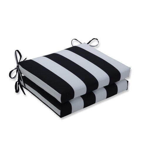 Cabana Stripe Black Squared Corners Seat Cushion (Set of 2)