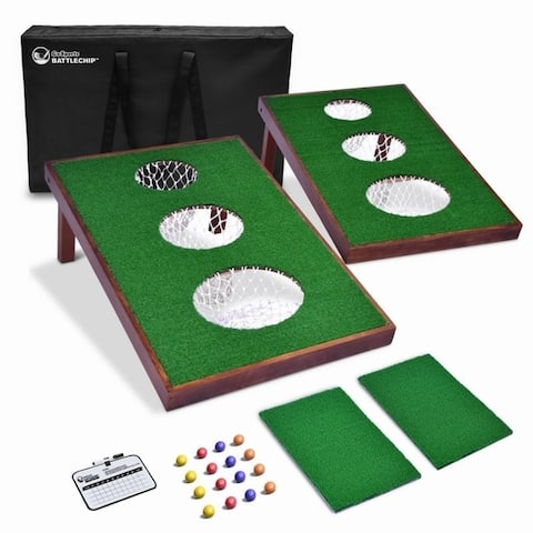 GoSports BattleChip VERSUS Golf Game Includes Two 3' x 2' Targets, 16 Foam Balls, 2 Hitting Mats, Scorecard and Carrying Case