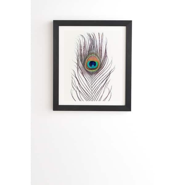 slide 1 of 3, Deny Designs Peacock Feather Framed Wall Art (3 Frame Colors) - Multi-Color 19 x 22.4 - Black