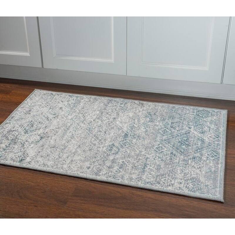 Halogen Serena Grey/Blue Area Rug - 2'2" X 3'2"