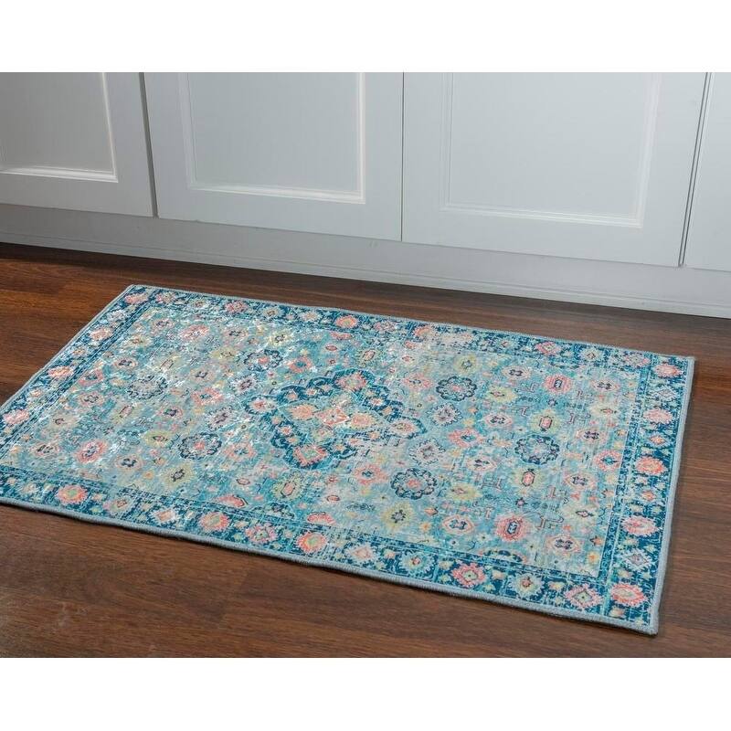 Halogen Bellis Blue/Ivory Area Rug - 2'2" X 3'2"