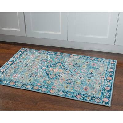Halogen Bellis Blue/Ivory Area Rug - 5' X 7'