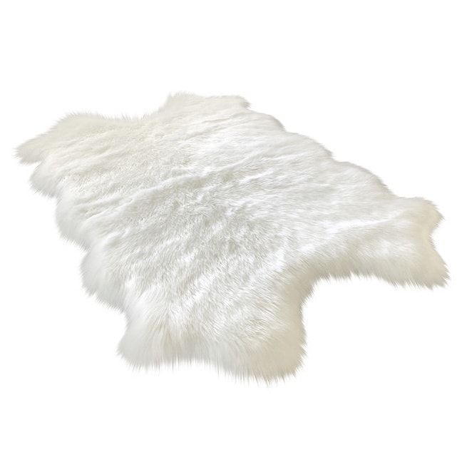 Silver Orchid Nansen Luxurious Faux Sheepskin Pelt Shag Rug - 6' x 8' - White