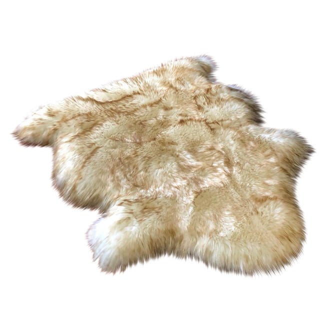 Silver Orchid Nansen Luxurious Faux Sheepskin Pelt Shag Rug - 6' x 12' - White w/Brown Tips