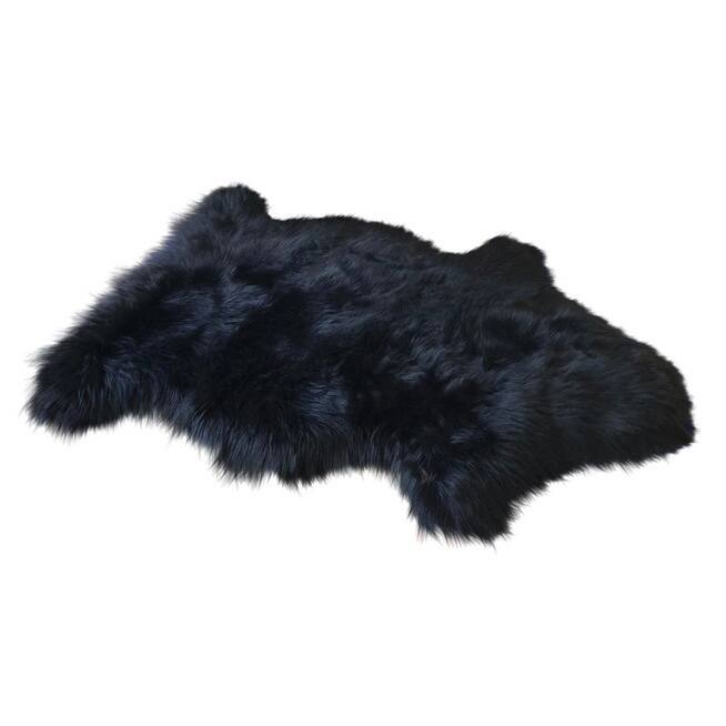 Silver Orchid Nansen Luxurious Faux Sheepskin Pelt Shag Rug - 2' x 3' - Black