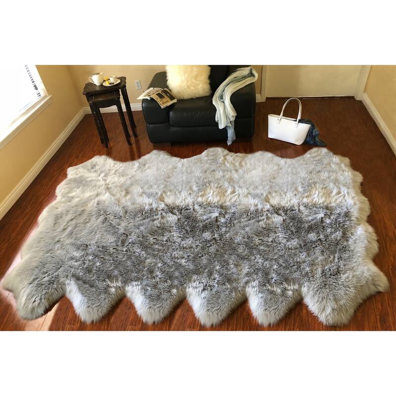 Silver Orchid Nansen Luxurious Faux Sheepskin Pelt Shag Rug