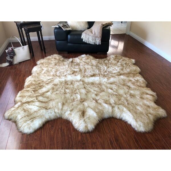 slide 2 of 100, Silver Orchid Nansen Luxurious Faux Sheepskin Pelt Shag Rug