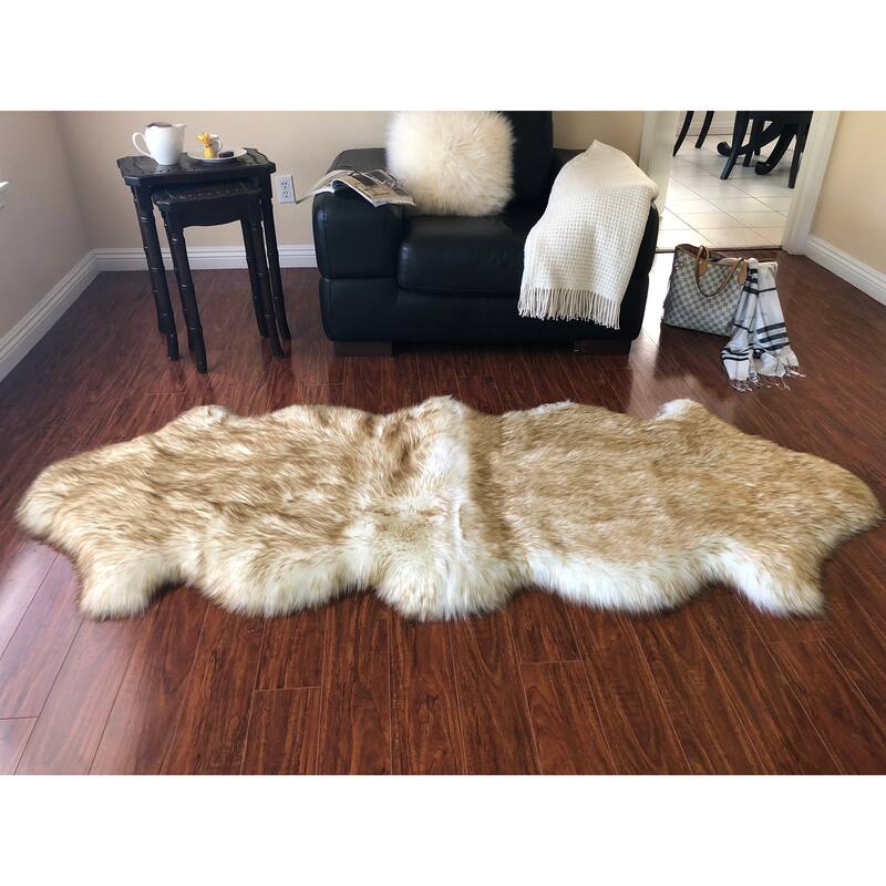 Silver Orchid Nansen Luxurious Faux Sheepskin Pelt Shag Rug