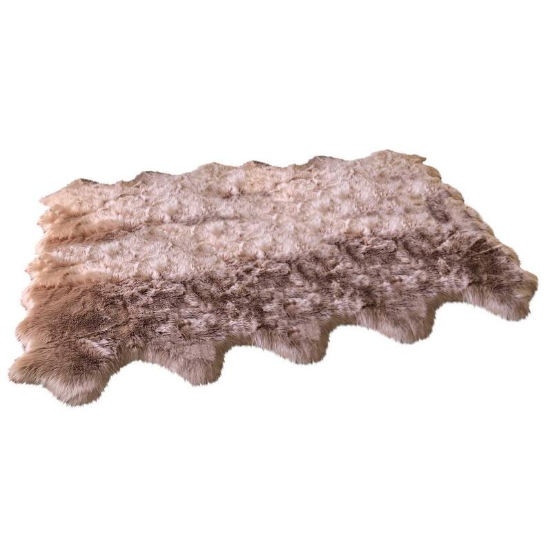 Silver Orchid Nansen Luxurious Faux Sheepskin Pelt Shag Rug - 6' x 12' - Camel