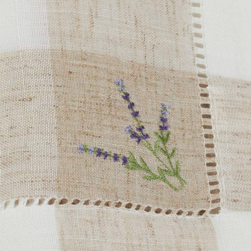 Hemstitch Napkins With Embroidered Lavender Design (Set of 4)