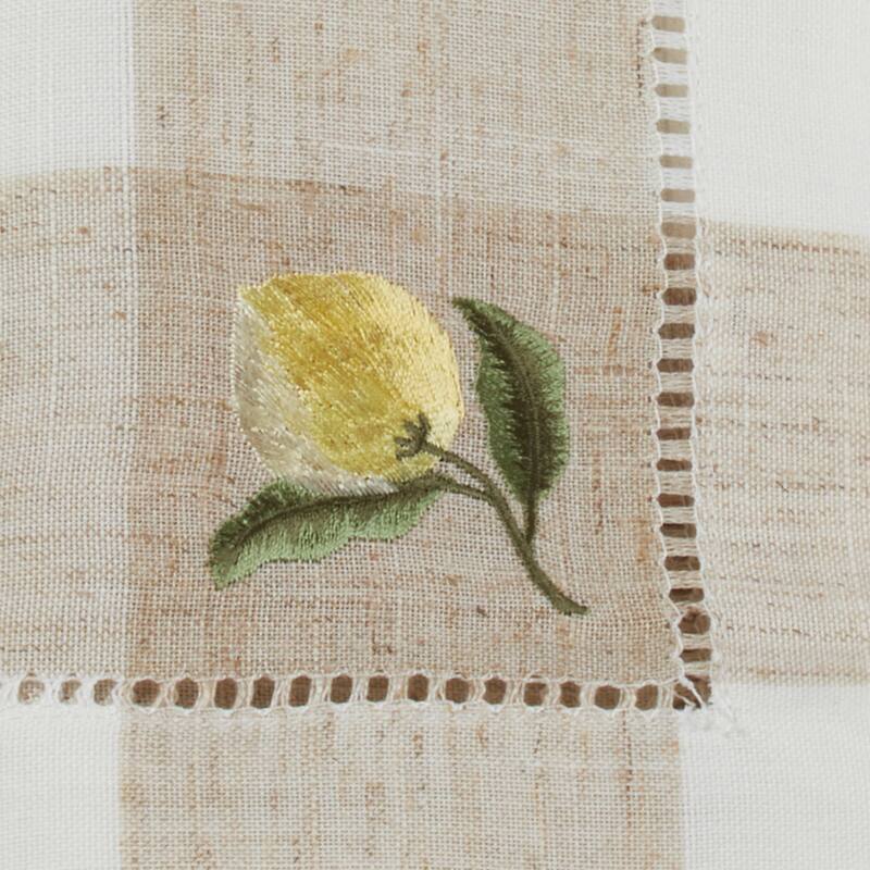 Hemstitch Napkins With Embroidered Lemon Design (Set of 4)