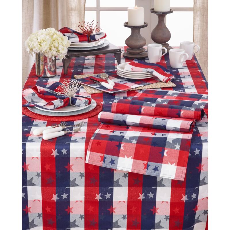 Stars Design Checkered Table Napkins (Set of 4)