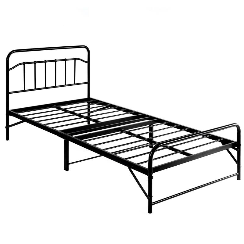 Crown Comfort 12-inch All-in-One Steel Platform Bed with Headboard - Twin