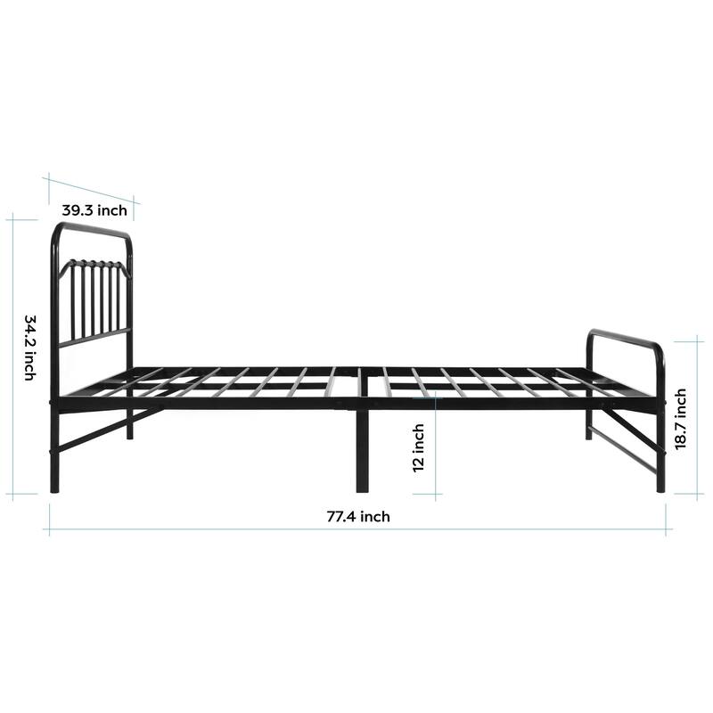 Crown Comfort 12-inch All-in-One Steel Platform Bed with Headboard