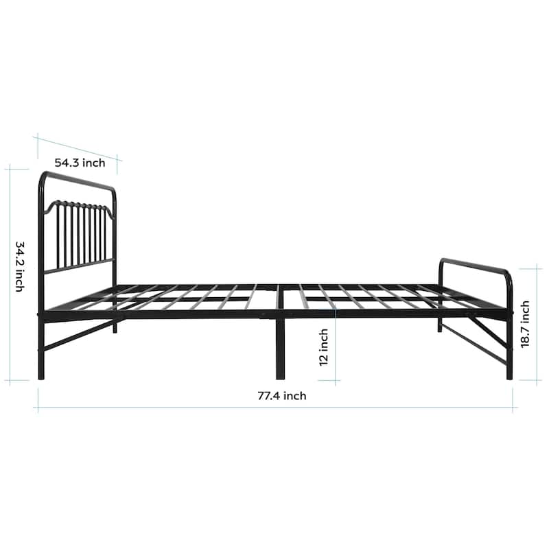Crown Comfort 12-inch All-in-One Steel Platform Bed with Headboard