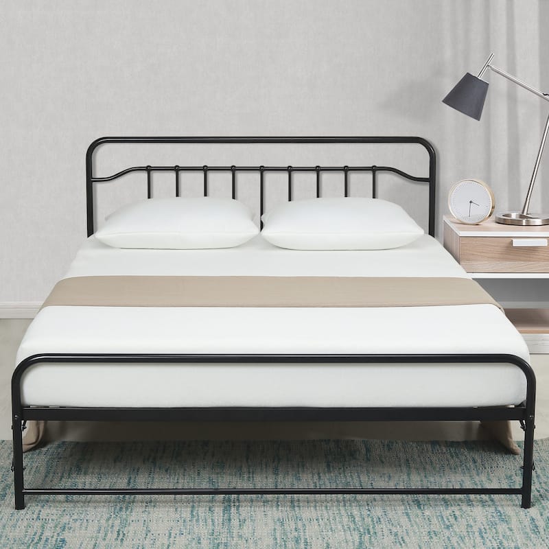 Crown Comfort 12-inch All-in-One Steel Platform Bed with Headboard