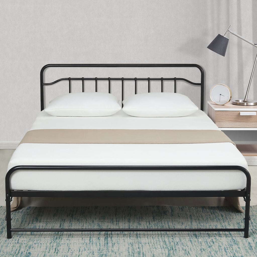 Crown Comfort 12-inch All-in-One Steel Platform Bed with Headboard