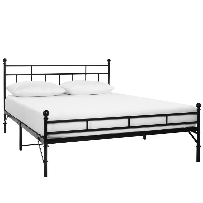Crown Comfort All-in-One Metal Platform Bed with Steel Slats
