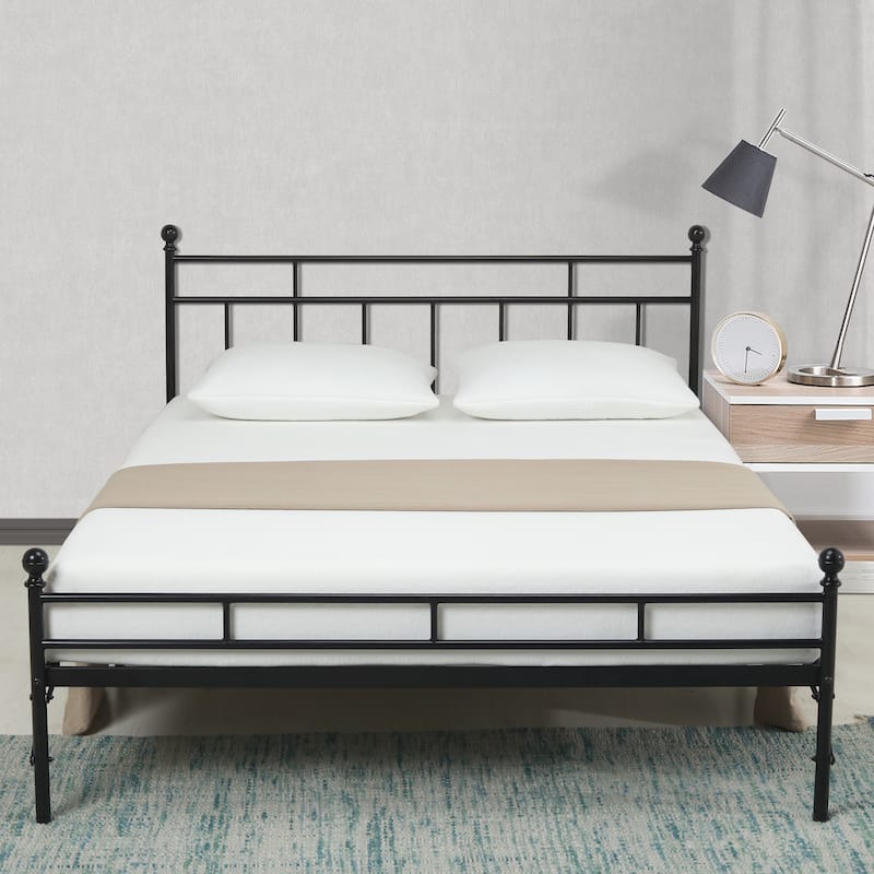 Crown Comfort All-in-One Metal Platform Bed with Steel Slats