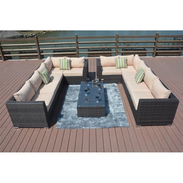 8-piece Outdoor Patio Furniture Wicker Sectional Sofa Set by Moda Furnishings
