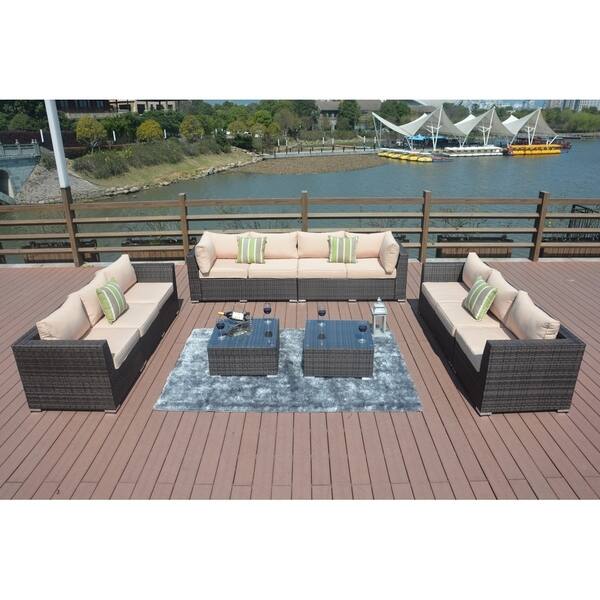 Shop 8 Piece Outdoor Patio Furniture Wicker Sectional Sofa Set By