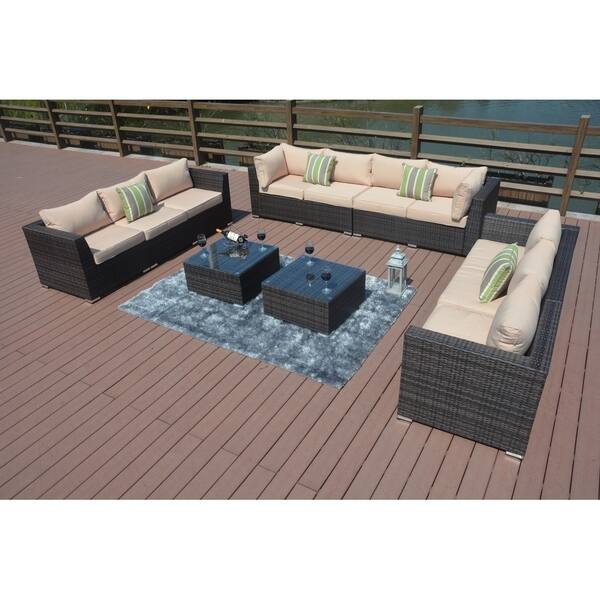 Shop 8 Piece Outdoor Patio Furniture Wicker Sectional Sofa Set By