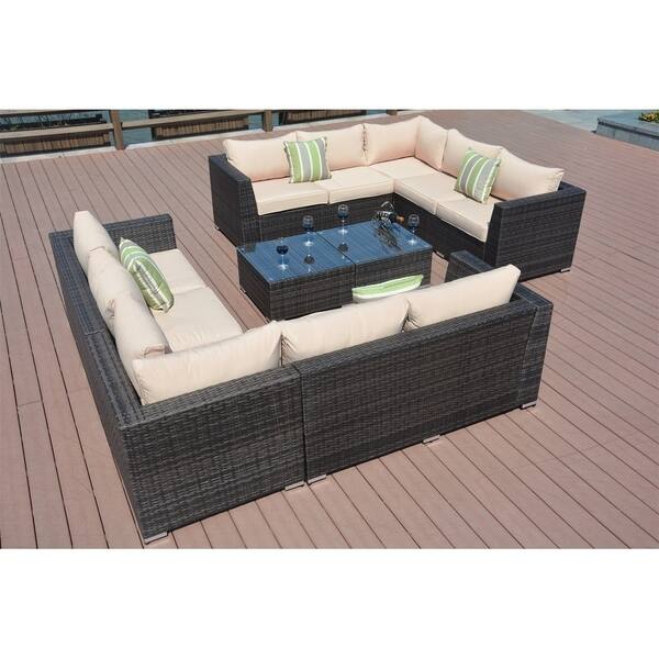 Shop 8 Piece Outdoor Patio Furniture Wicker Sectional Sofa Set By