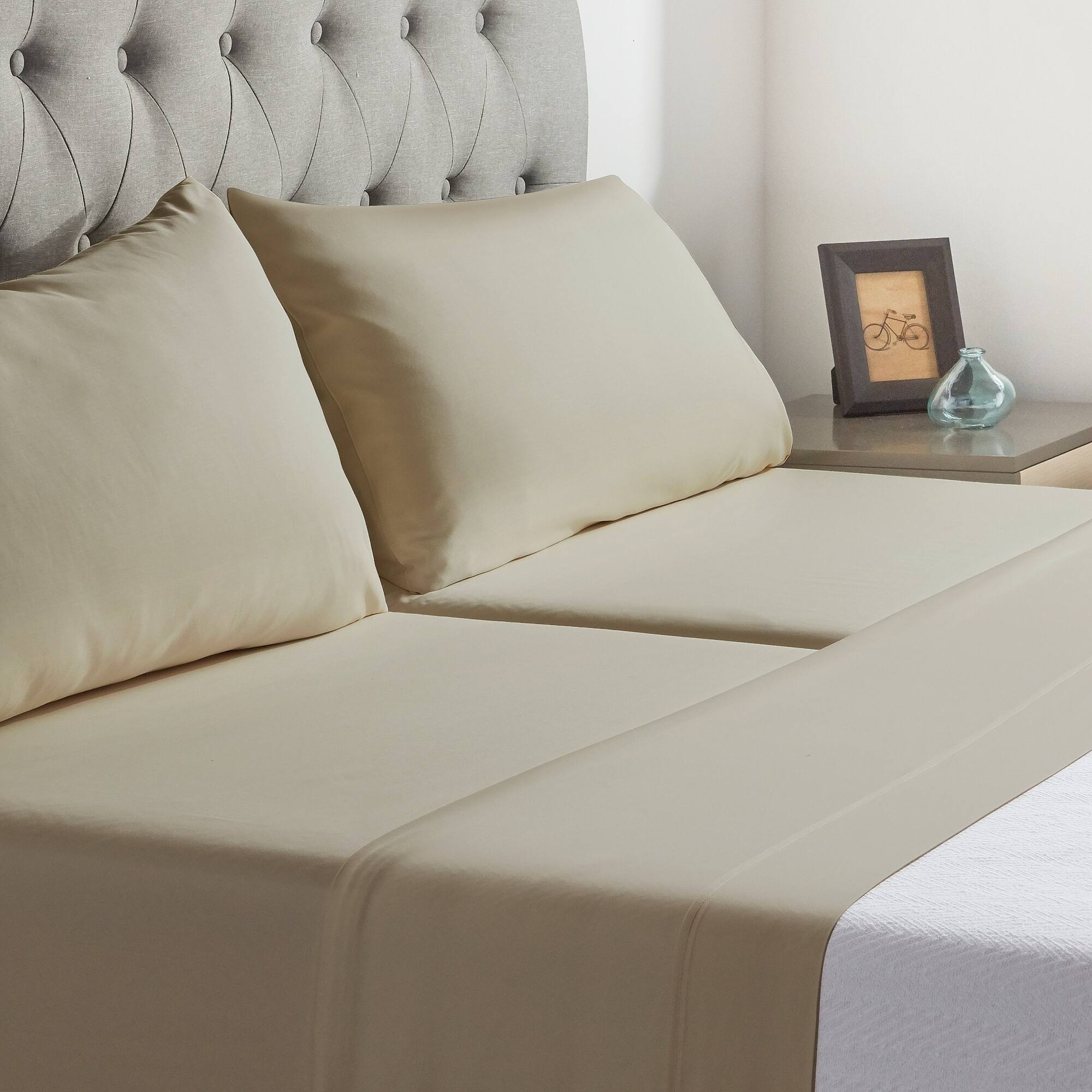 LUCID Comfort Collection Split King Deep Pocket Tencel Sheet Set On
