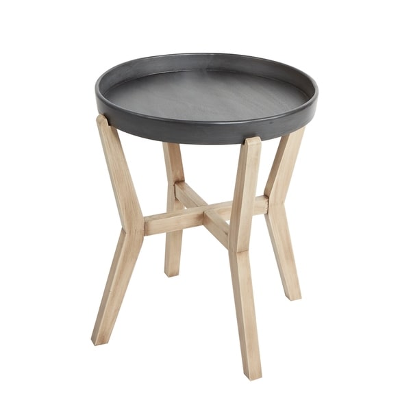 Alex Round Accent Table with Wood Frame