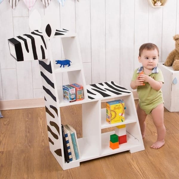 Shop Teamson Kids Zoo Kingdom Zebra Bookshelf White Black