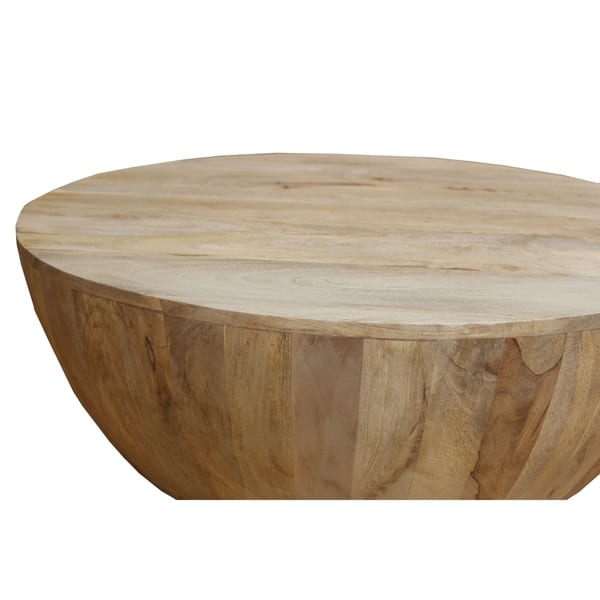 Distressed Mango Wood Coffee Table In Round Shape Distressed Mango Wood Coffee Table In Round Shape