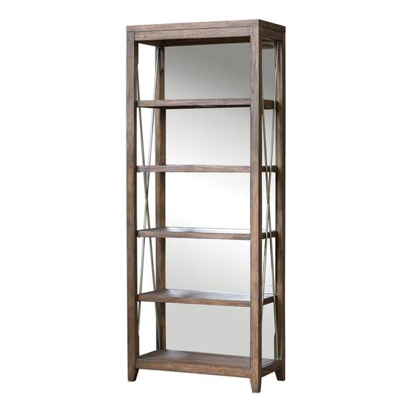 slide 2 of 6, Uttermost Delancey Weathered Oak Etagere