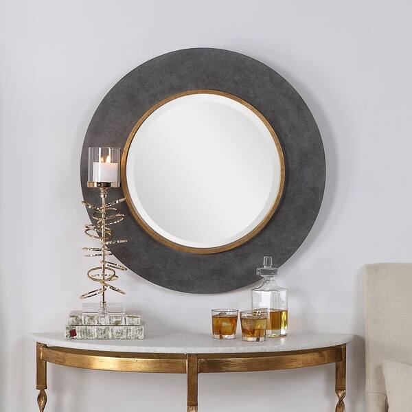 Antique Gold Round Mirror 30x30x1.89 Transitional Beveled Glass Includes Hardware Antique Gold Round Mirror 30x30x1.89 Transitional Beveled Glass Includes Hardware