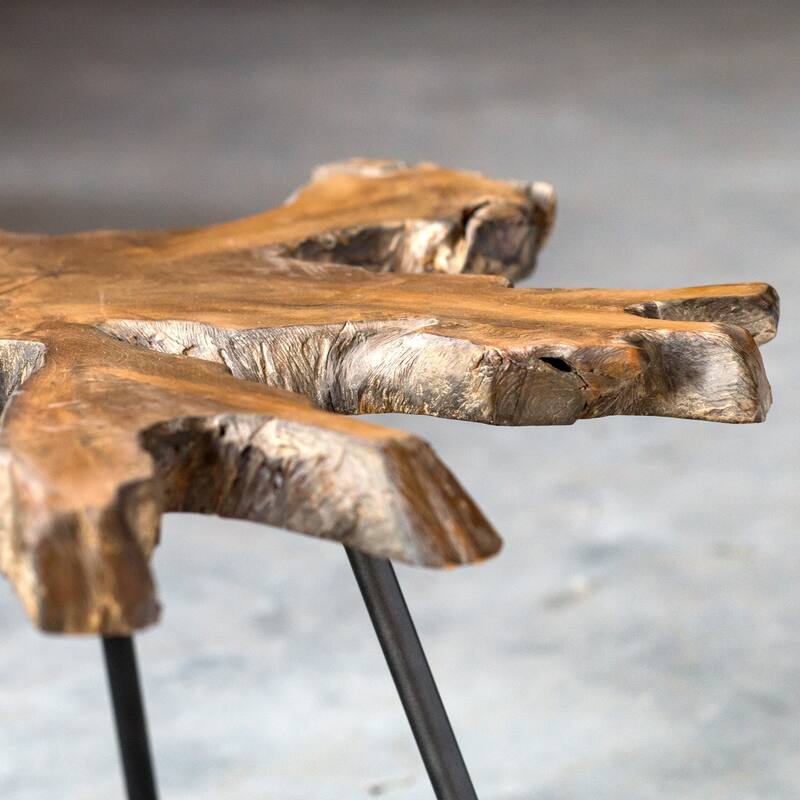Uttermost Kravitz Aged Black and Natural Accent Table